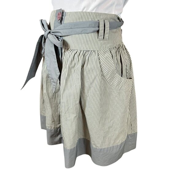 Lux Urban Outfitters Peplum Button Front Skirt NWT Size 11 Green Stripe - Picture 2 of 7